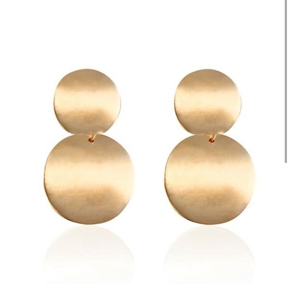 Gold Tone Dangle Disc Earrings - Picture 2 of 4